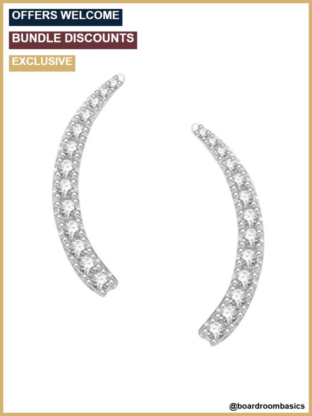 Sterling Silver Cubic Zirconia Ear Climber Crawler Earrings 25mm